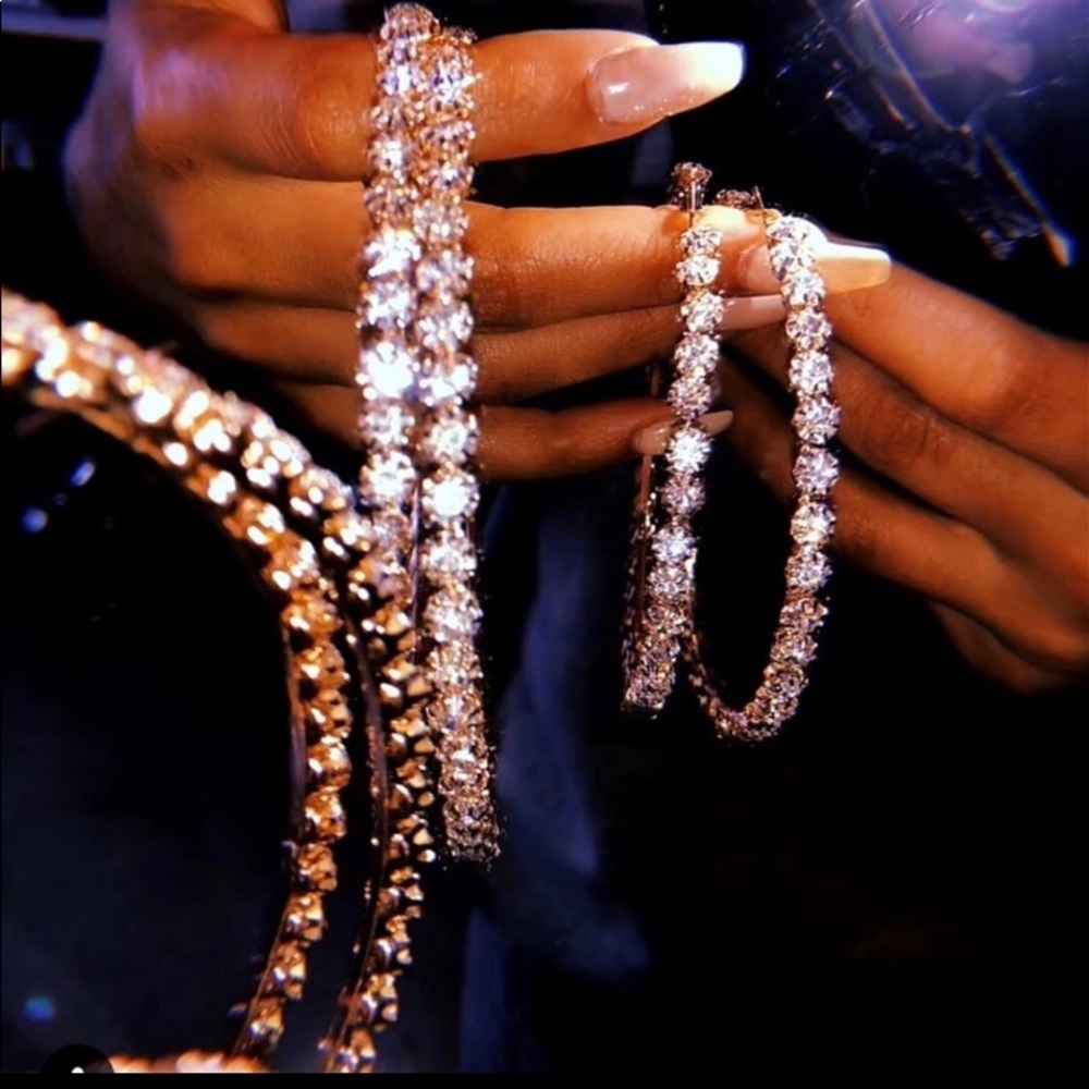 Extra Large Silver Rhinestone Hoops